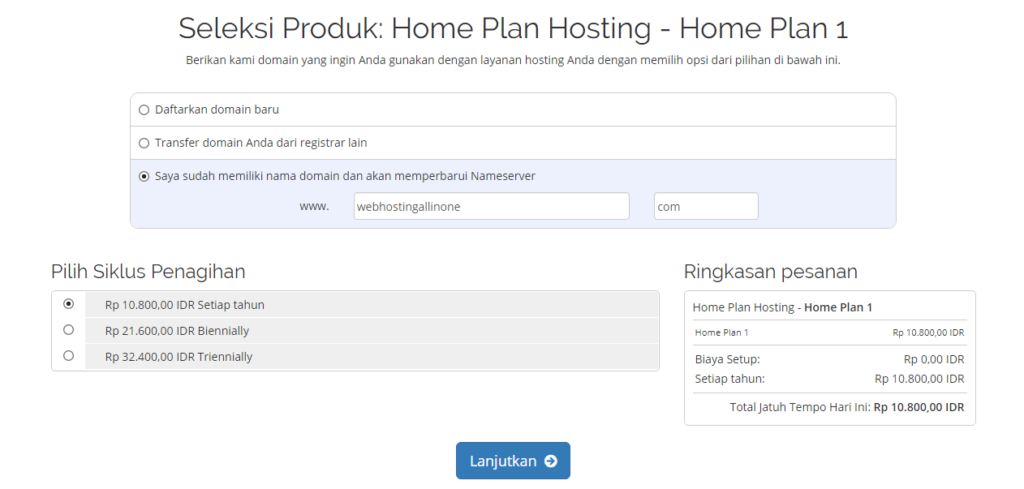 Beli hosting tanpa domain